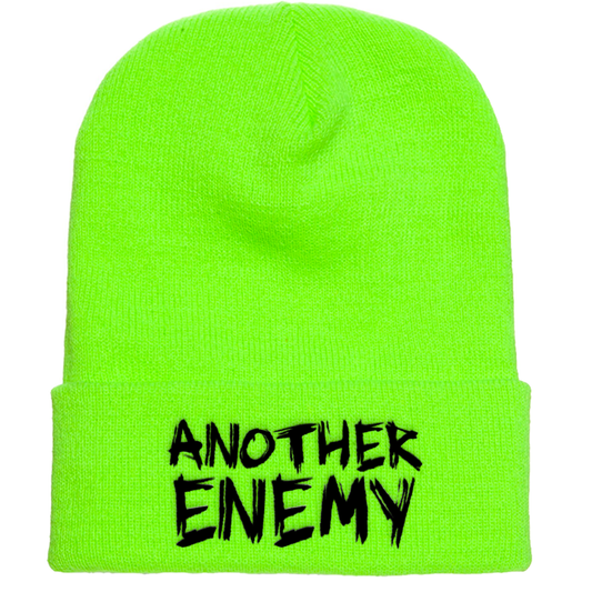 Another Enemy  Logo Beanie Safety Green